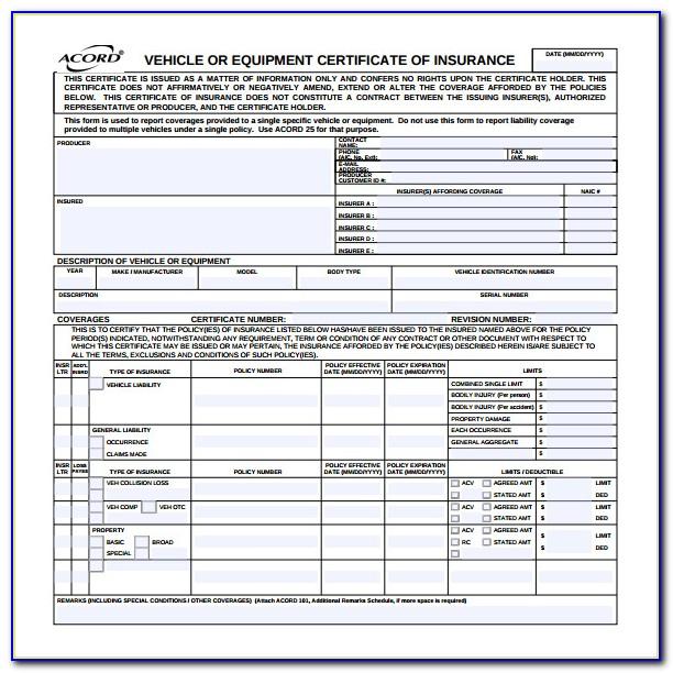 Acord Insurance Certificate Template