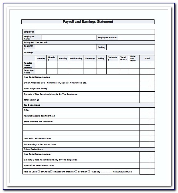 Adp Statement Of Earnings And Deductions Template