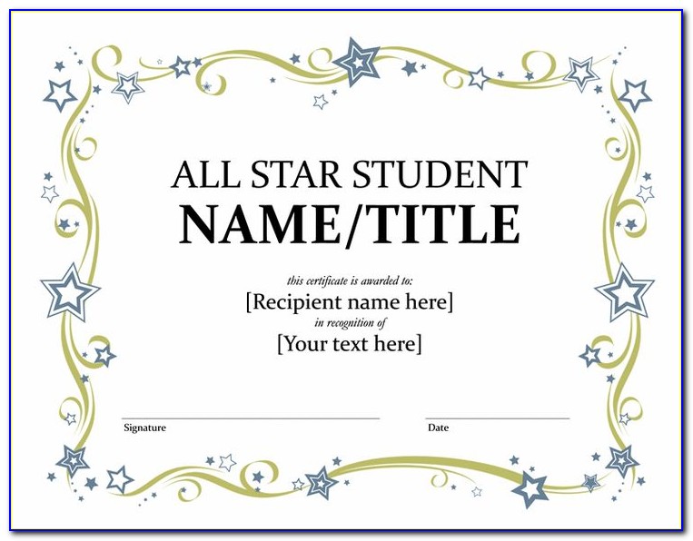 All Star Award Certificate Template