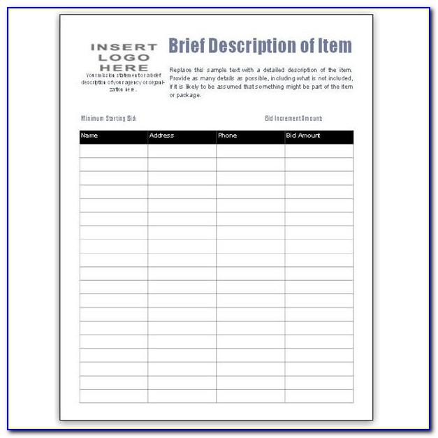 Auction Bid Number Cards Template