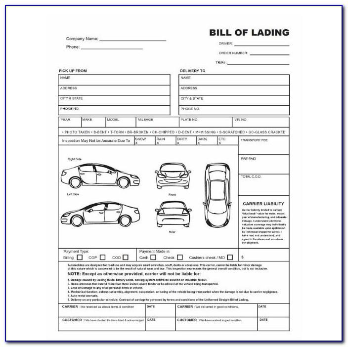 Auto Transport Bill Of Lading Template Free