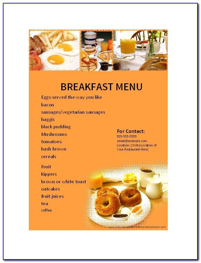 Breakfast Menu Template Free Download