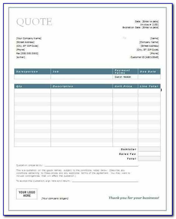 Builders Invoice Template Word