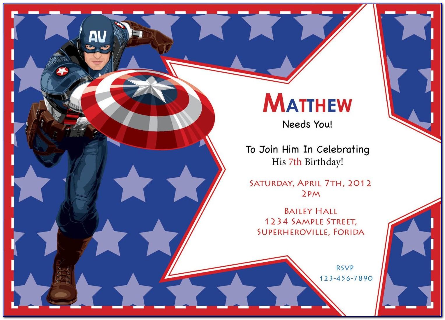Captain America Invitation Templates