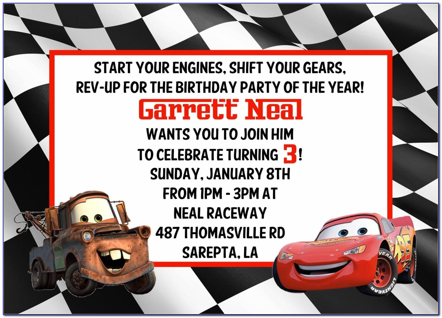 Cars Party Invite Template Free