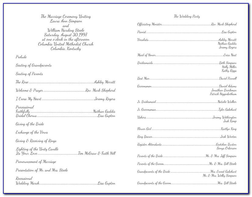 Christian Wedding Ceremony Program Wording