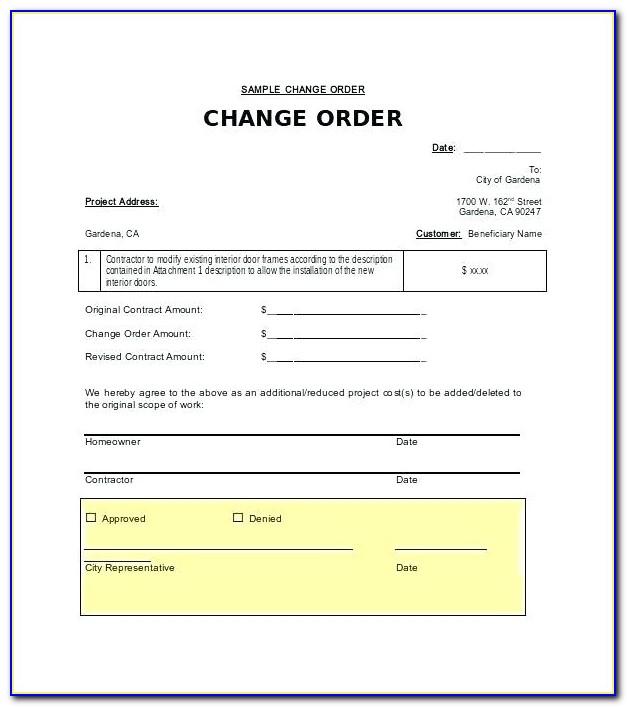 Construction Change Order Log Template Excel