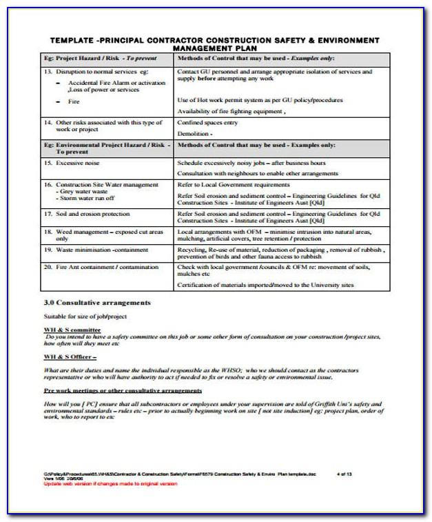 Contractor Safety Plan Template