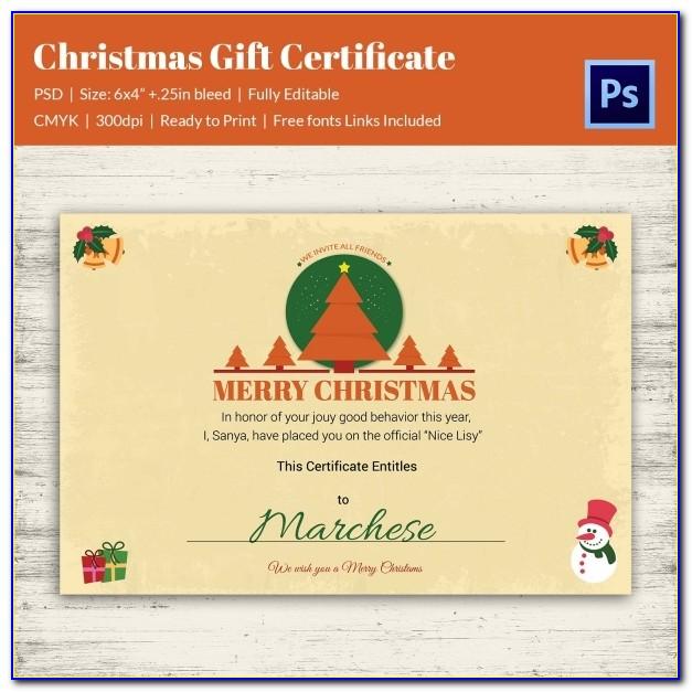 Customizable Christmas Gift Certificate Template