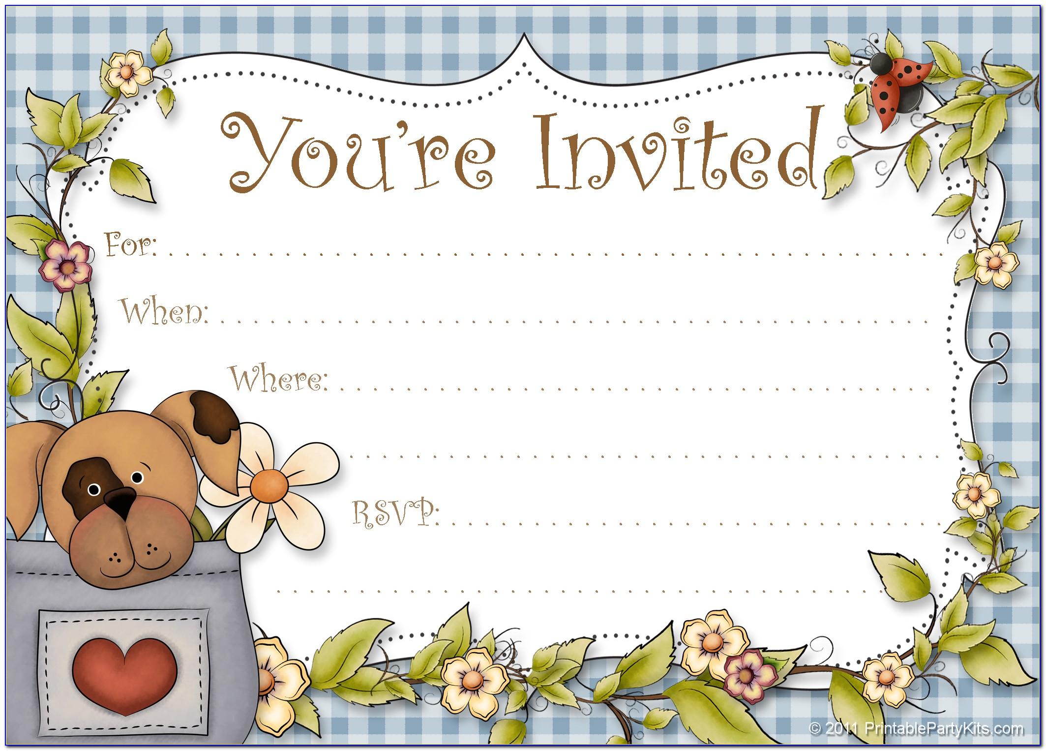 Dog Party Invitations Printable