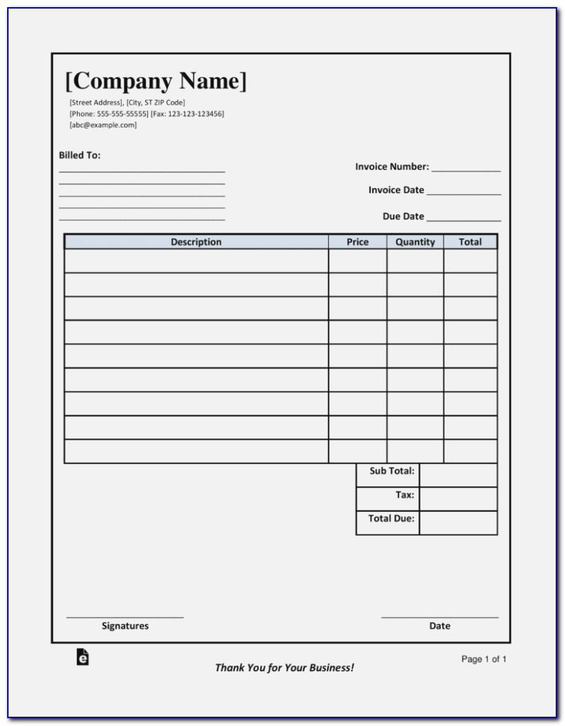 Download Fillable Invoice Form Pdf