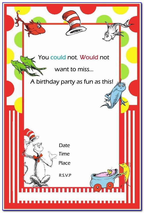 Dr Seuss Birthday Invitations Templates