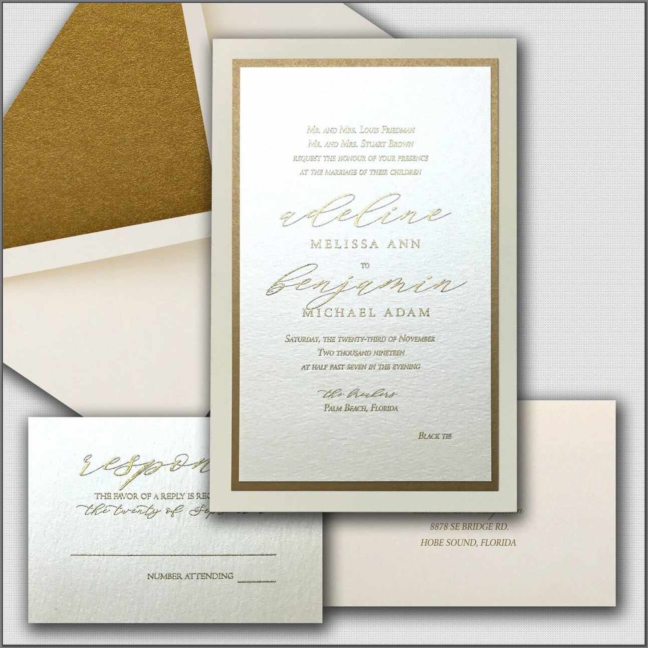 Elegant Wedding Invitations Gold