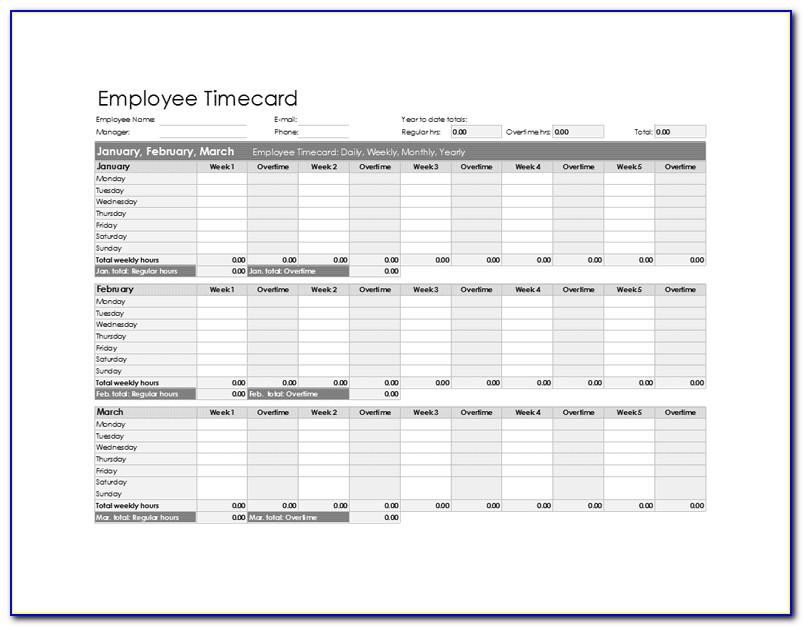 Employee Timesheet Template Excel Free