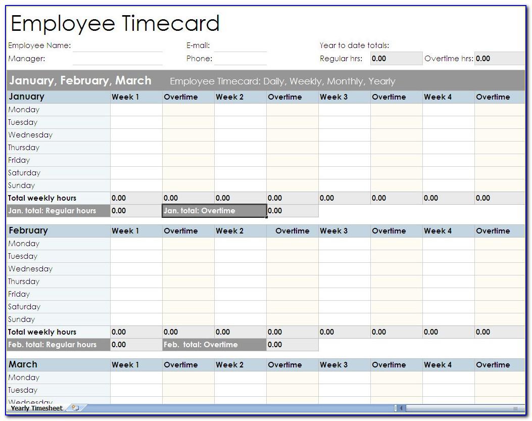Employee Timesheet Template Excel