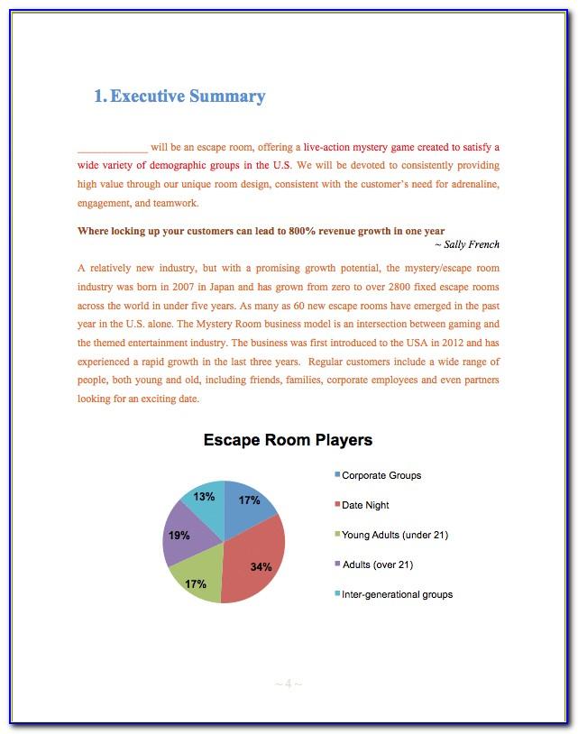 Escape Room Business Plan Template