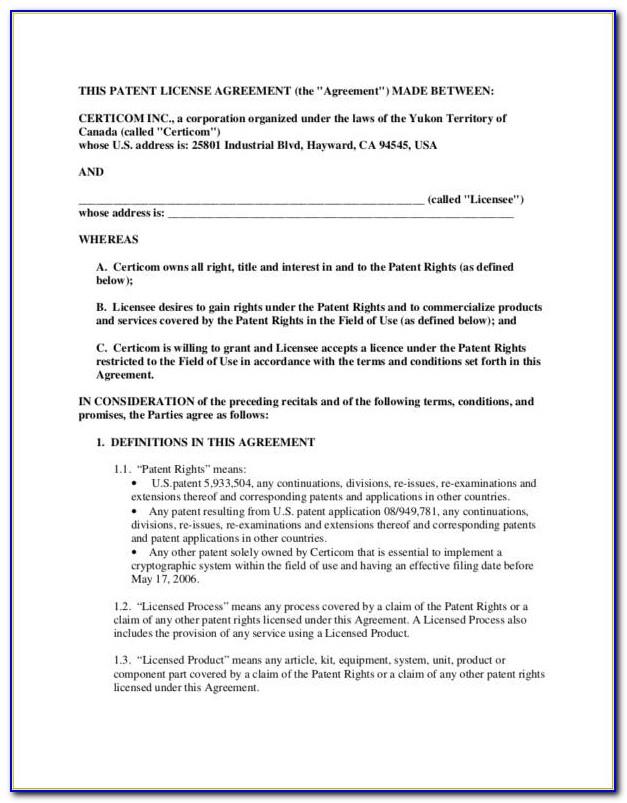 Exclusive Patent License Agreement Template