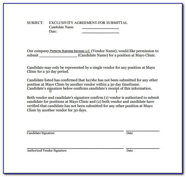 Exclusivity Contract Example