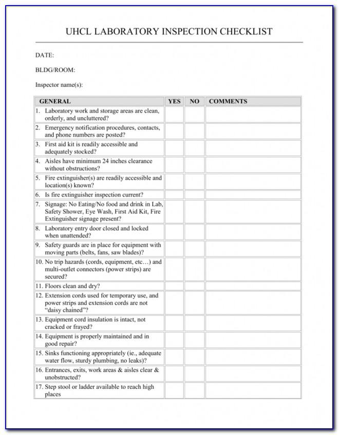 Eyewash Station Checklist Form