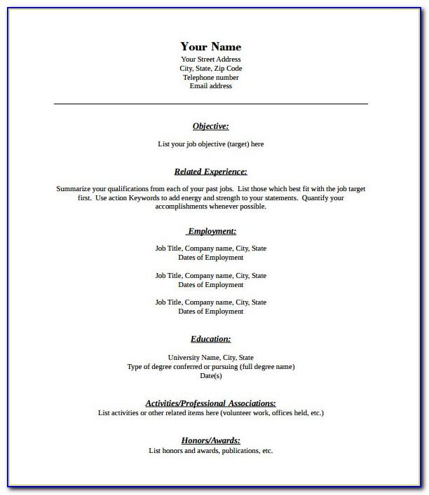 Fillable Word Resume Template