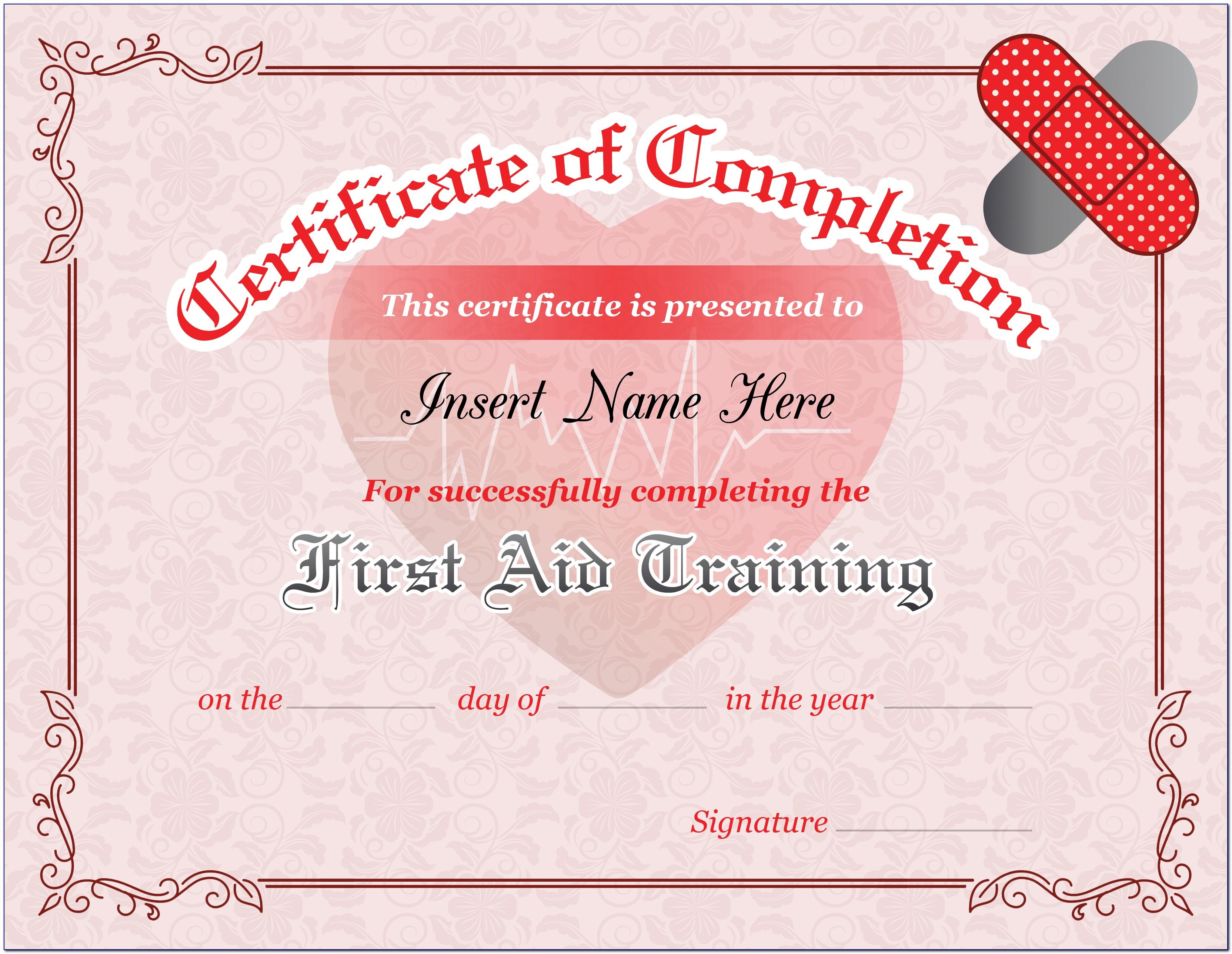 First Aid Certificate Template Free