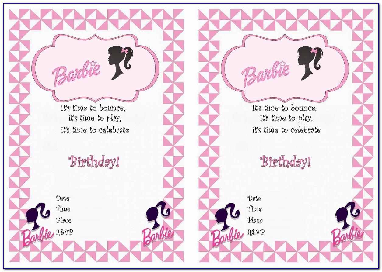 Free Barbie Birthday Invitation Templates