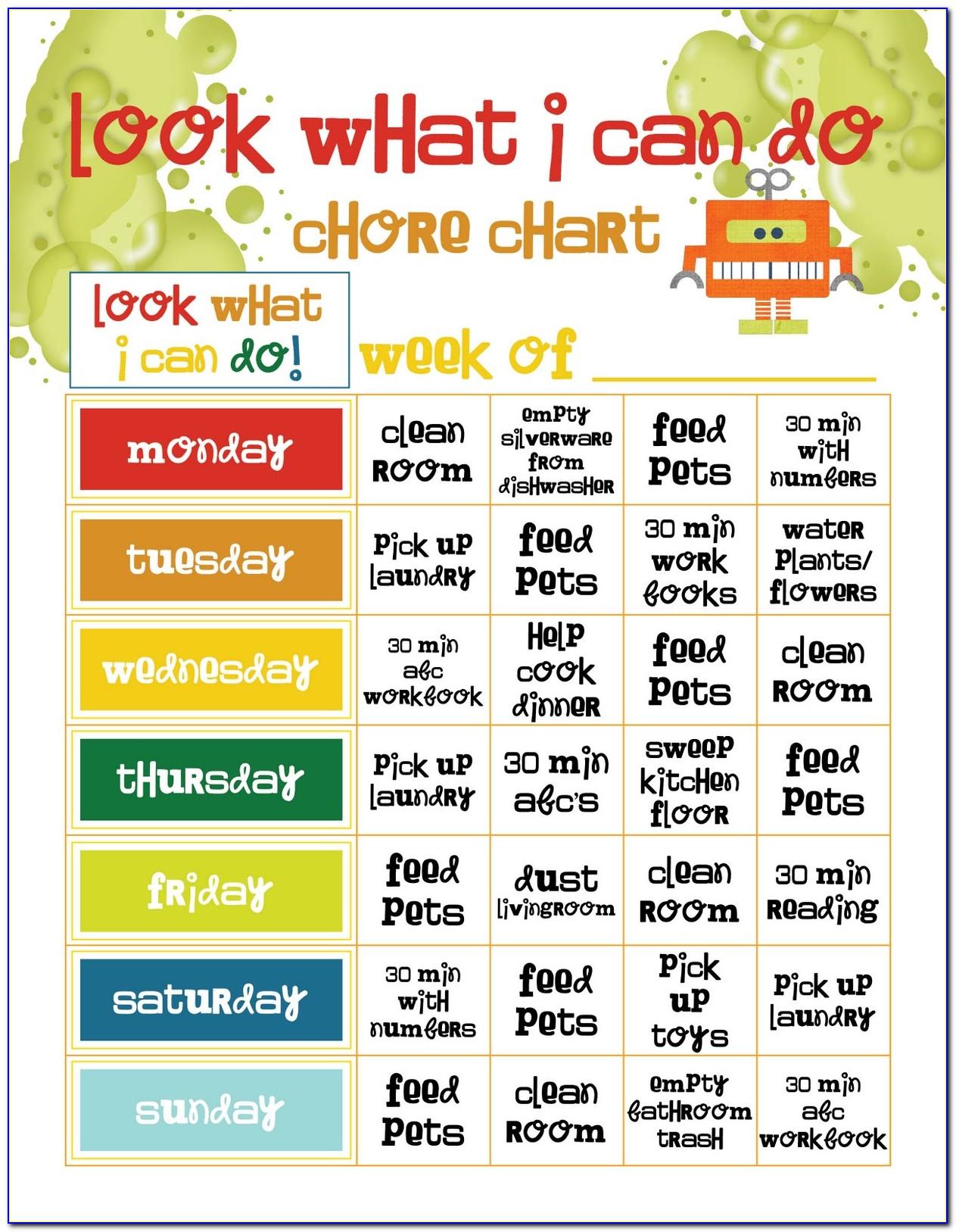 Free Children's Chore Chart Template