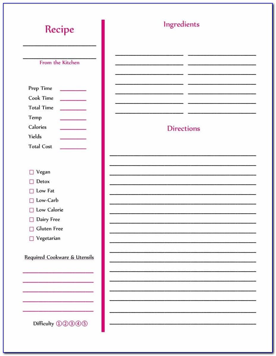 Free Cookbook Cover Page Template