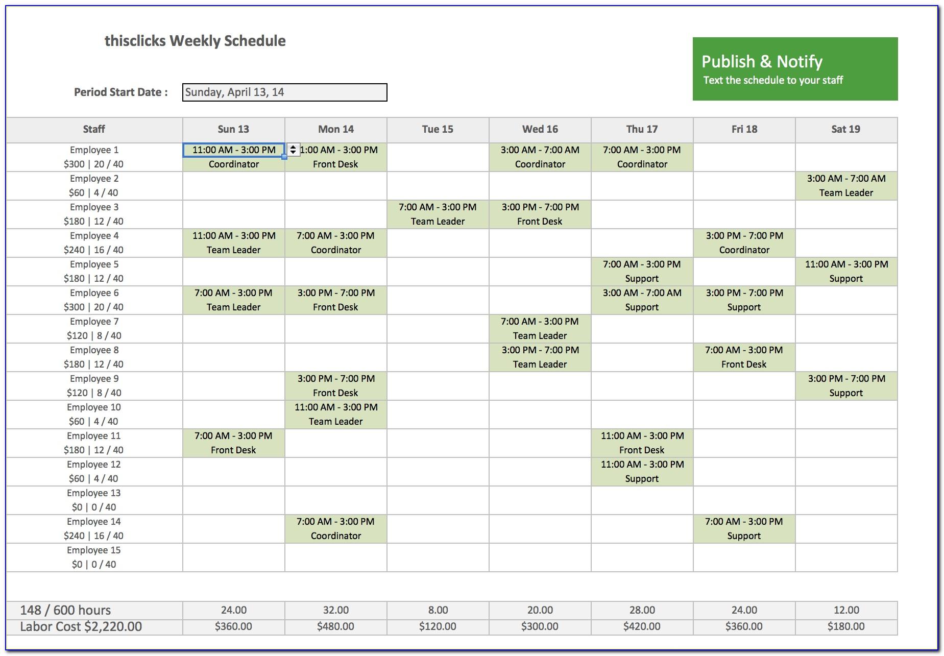 Free Daily Work Schedule Template Excel