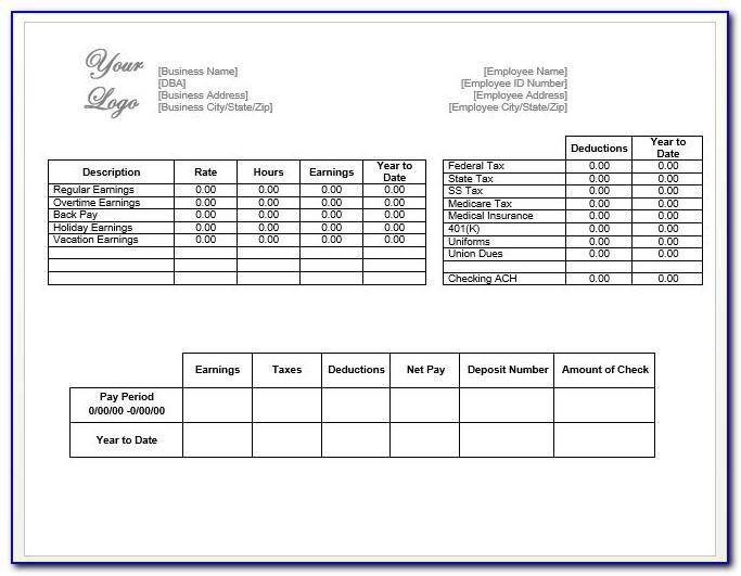 Free Pay Stub Template For Word