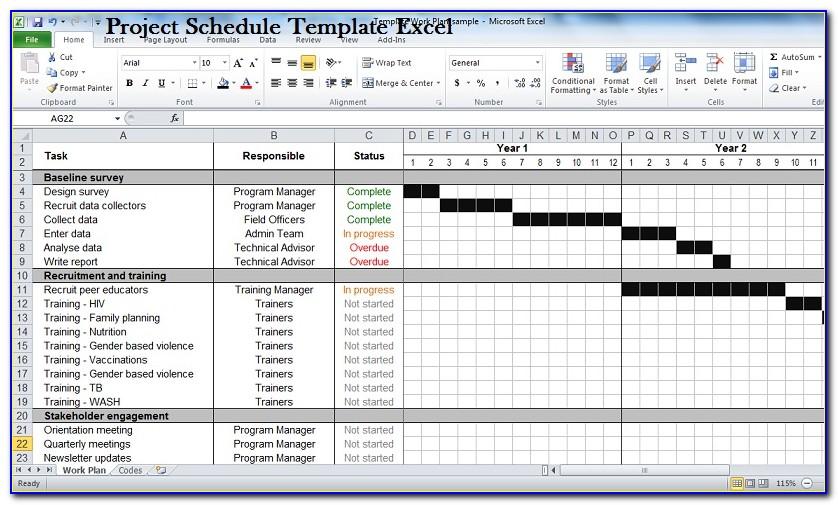 Gantt Project Planner Template Excel 2016