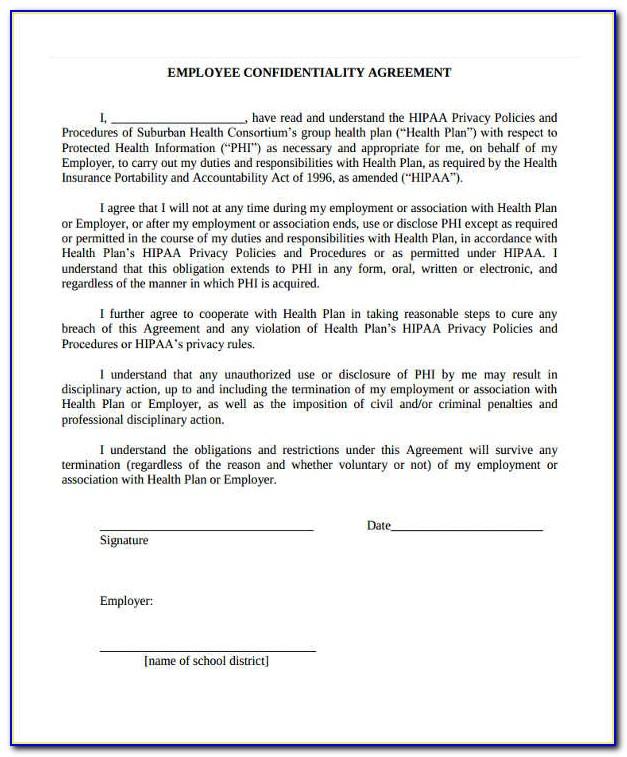 Hipaa Compliance Agreement Template For Employees