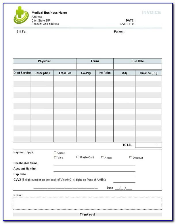 Hospital Invoice Template Word