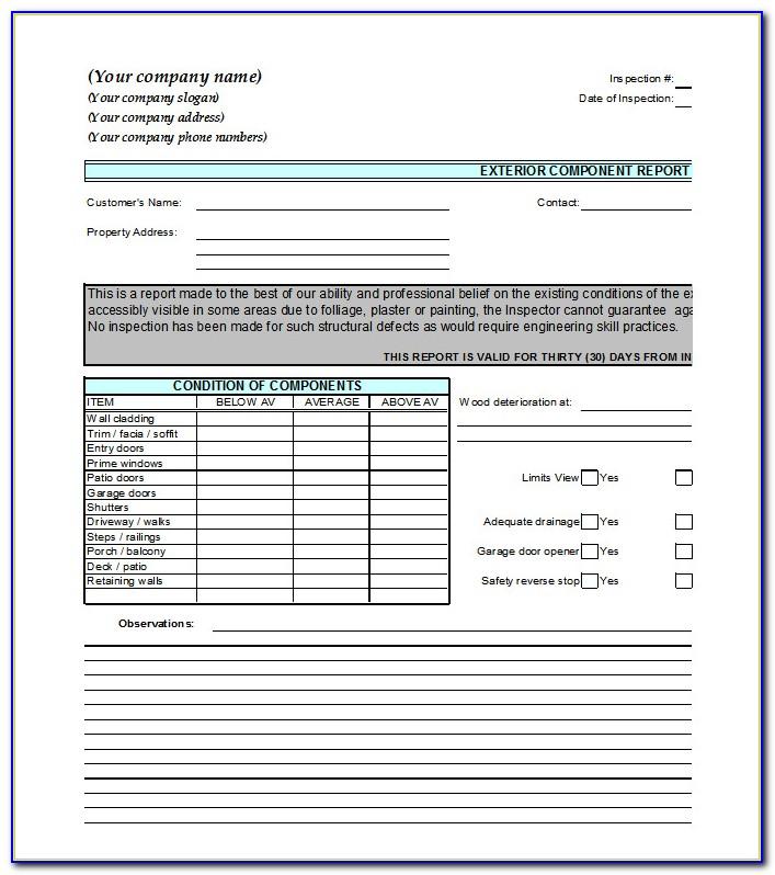 Inspection Report Template Word