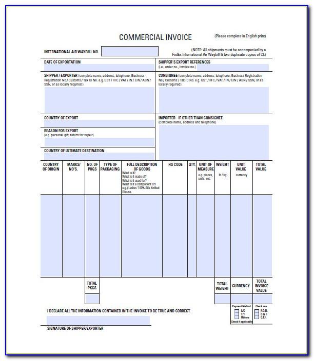 International Invoice Format
