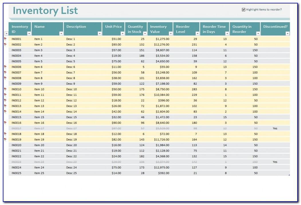 Inventory Control Template Excel