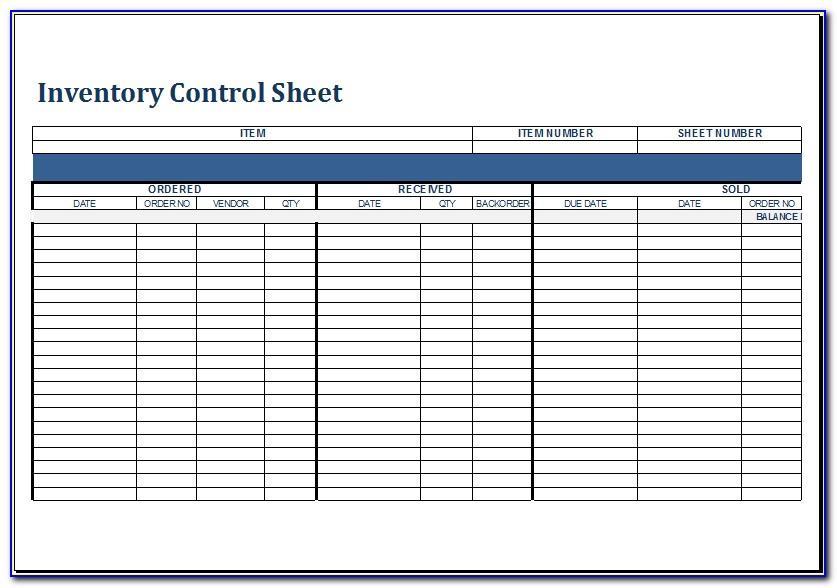 Inventory Control Template With Count Sheet For Excel