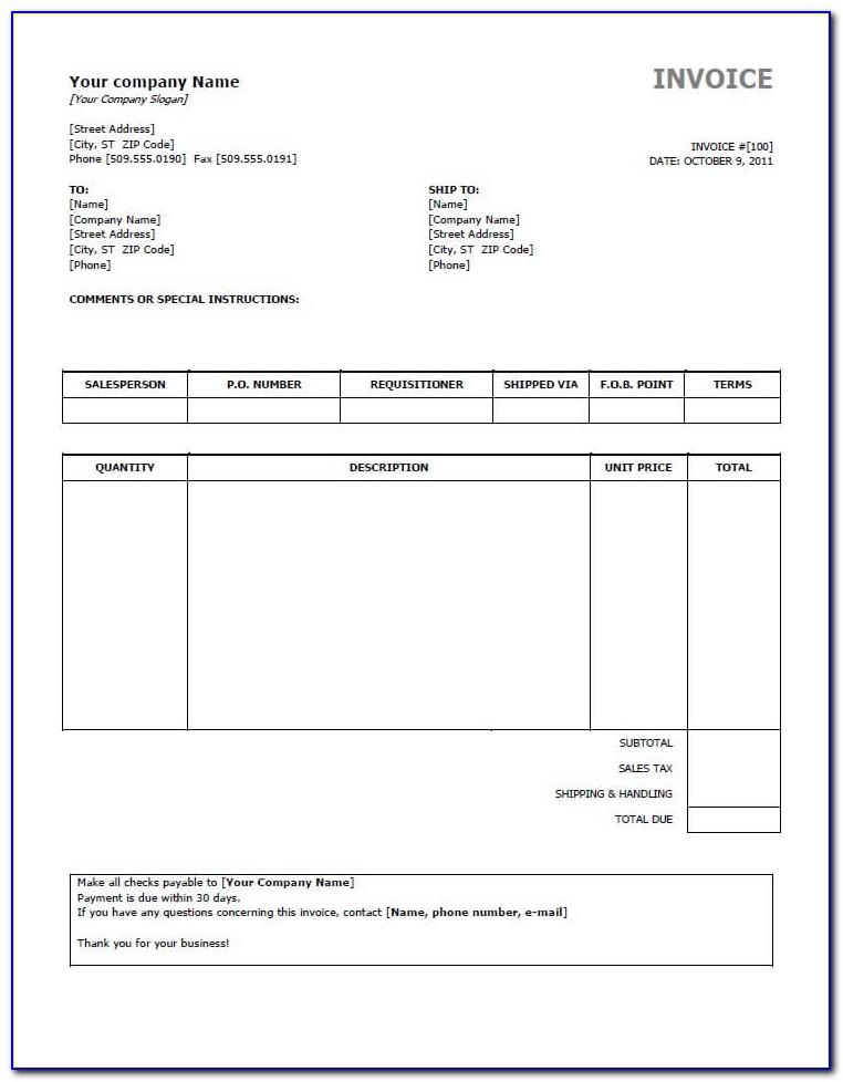 Invoice Template For Openoffice Free