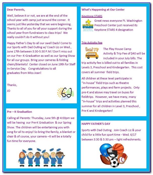 Kindergarten Classroom Newsletter Templates Free