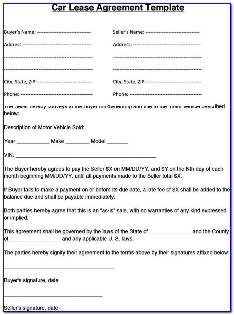 Lease To Own Car Contract Form