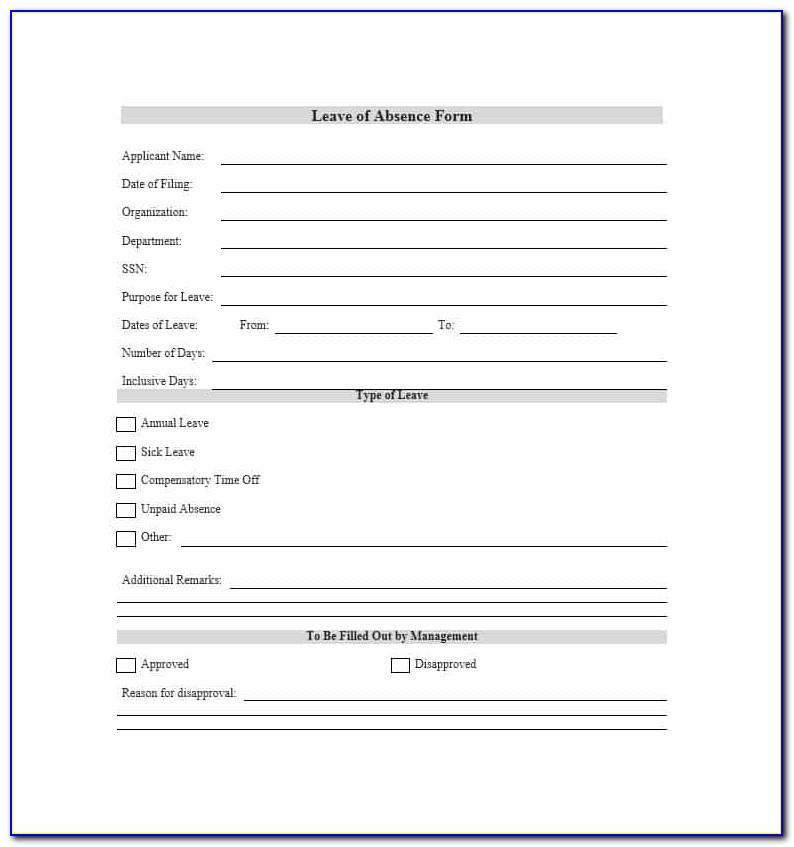 Leave Of Absence Request Form Template Free
