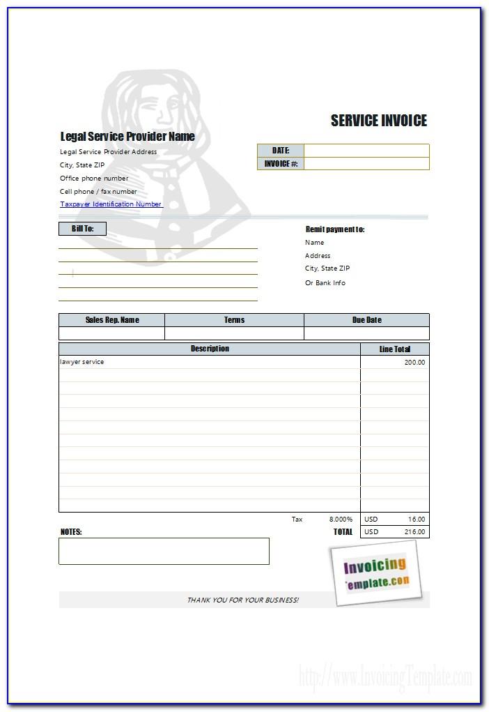 Legal Services Invoice Template Excel