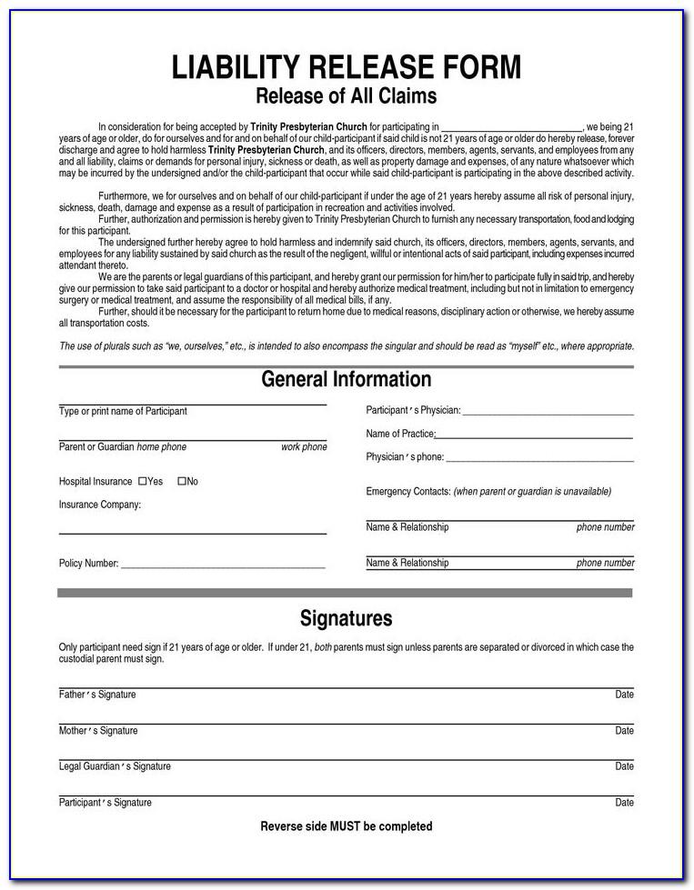 Liability Release Waiver Form Free