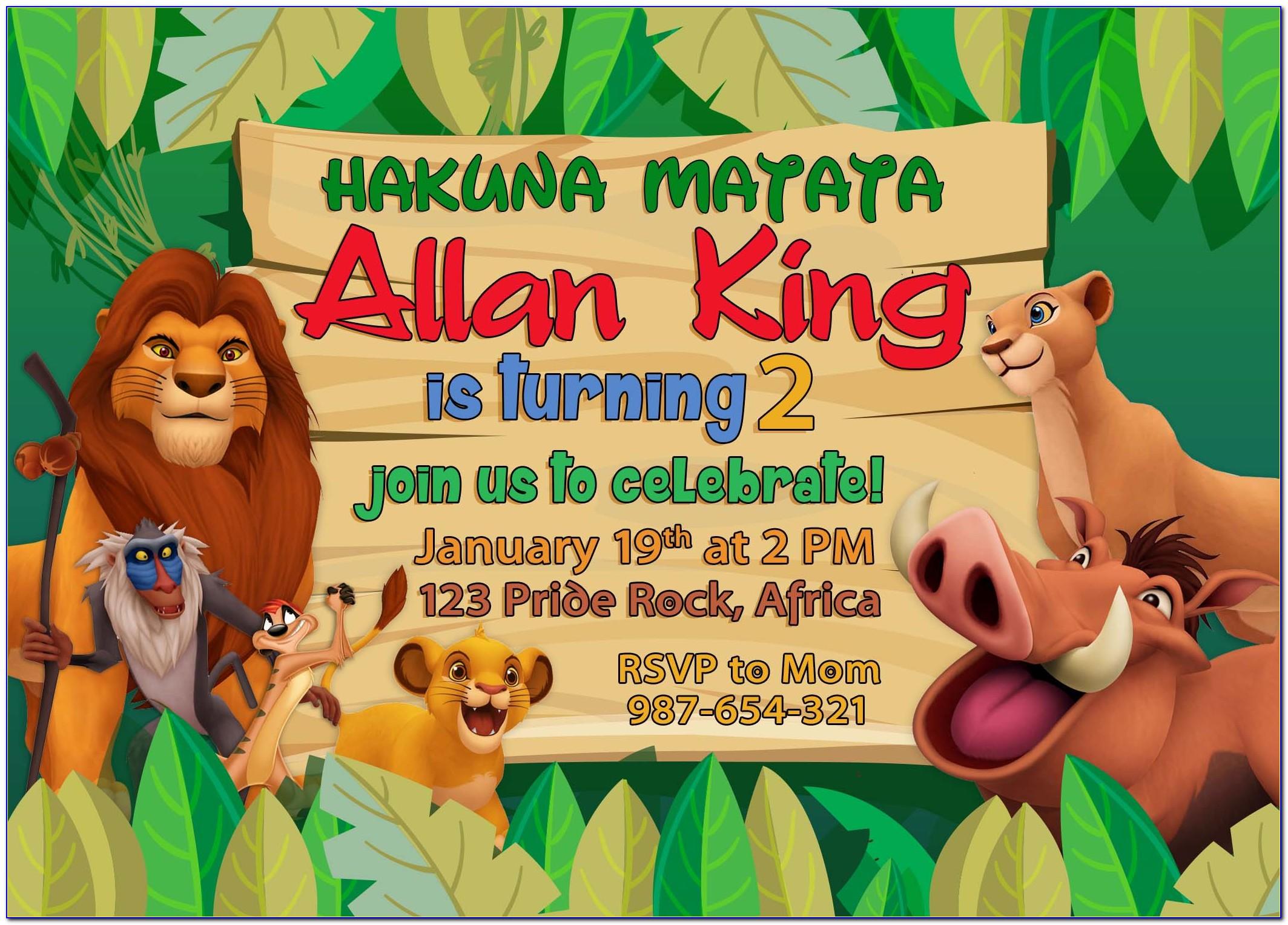 Lion King Birthday Invitation Template Free
