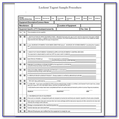Lock Out Tag Out Program Template