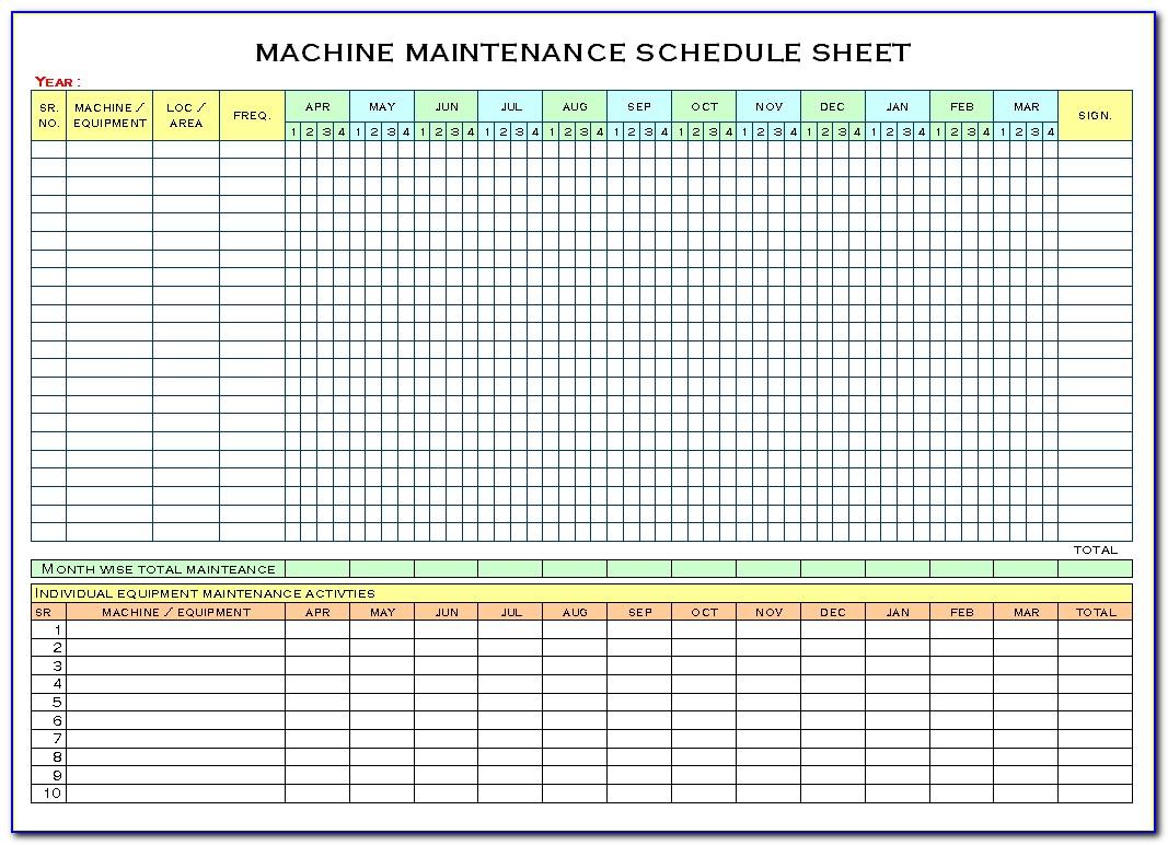 Machine Maintenance Log Template Excel