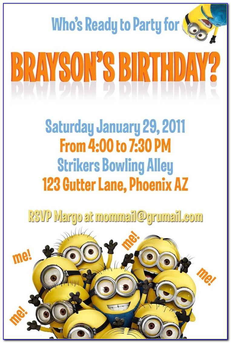 Minion Birthday Party Invitations Templates