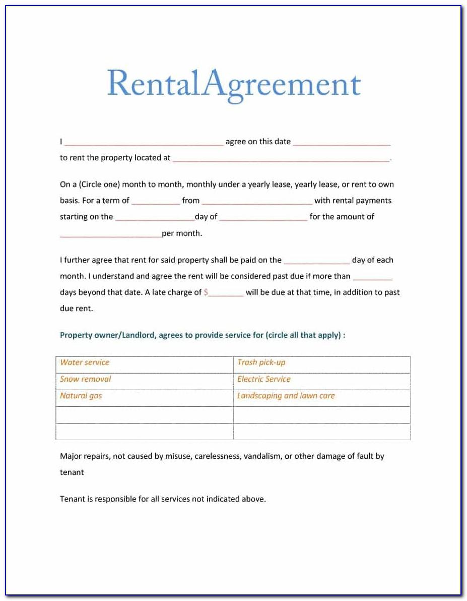 Month To Month Rental Agreement Template Pdf