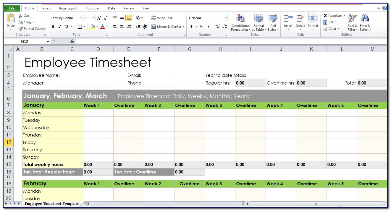 Multiple Employee Timesheet Template Excel Spreadsheet