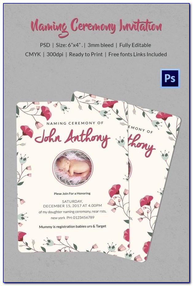 Naming Ceremony Invitation Card Template Free Download